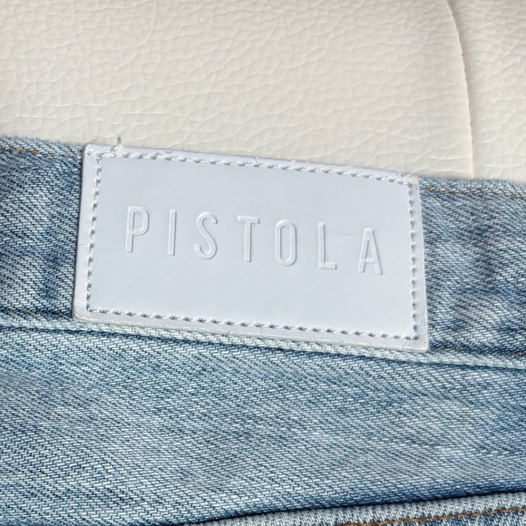 Pistola Upcycled Relaxed Fit Boyfriend Ripped Blue Denim Jeans Pink 28 size 6 - Picture 7 of 11